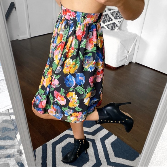 💐 RIVER ISLAND BOHO HIGH WAIST PLEATED MULTI FLORAL SKATER SKIRT! - Picture 3 of 9